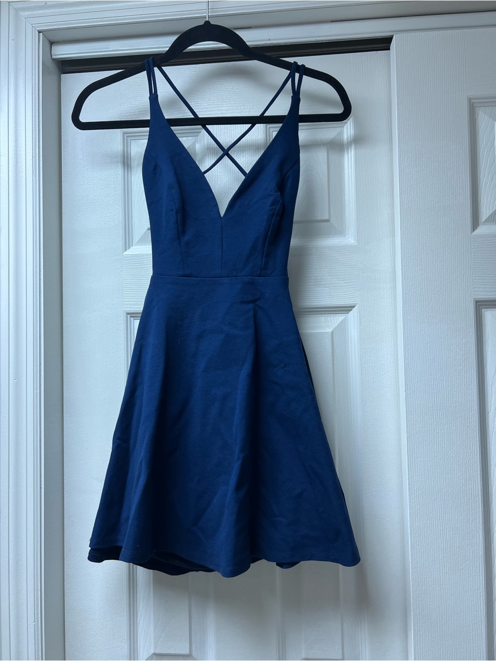 Lulu's Navy V-Neck Strappy A-Line Mini Dress